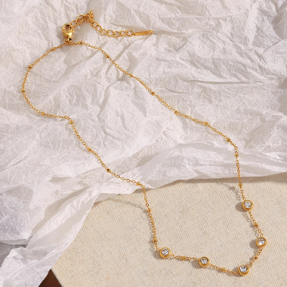 Ebbelle estilo minimalista mini redondo zircão pingente colar pvd banhado a aço inoxidável luxo feminino pescoço jóias