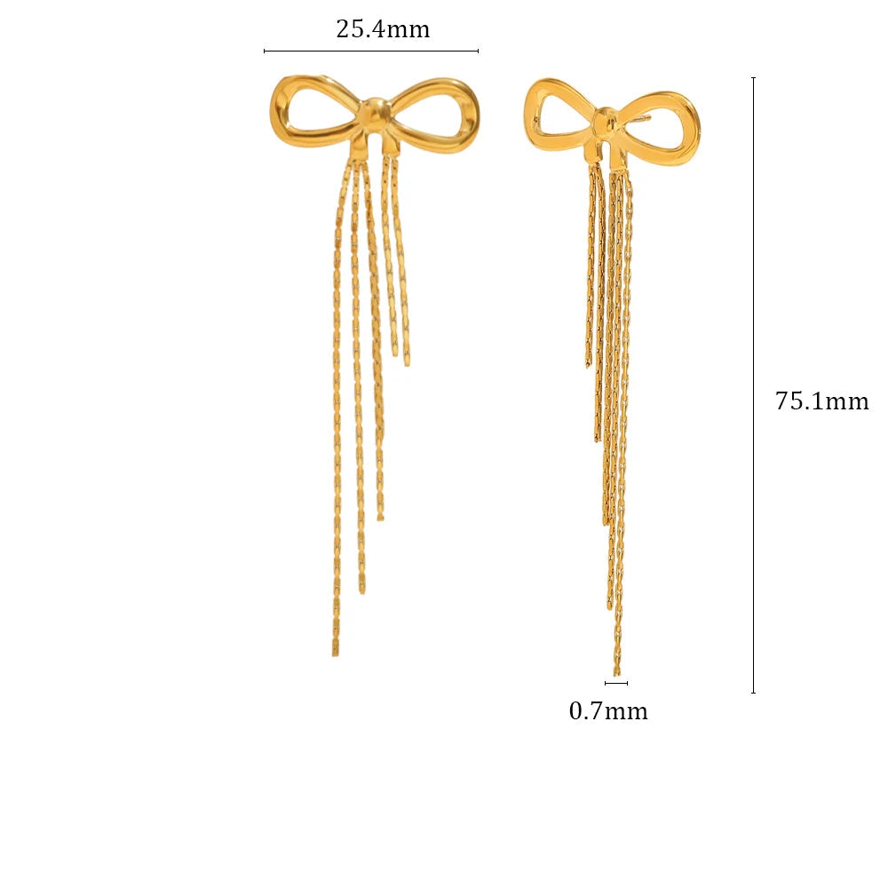 Ebbelle PVD banhado a design exclusivo luxo zircão bowknot brincos de aço inoxidável feminino festa de casamento joias de orelha à prova d'água