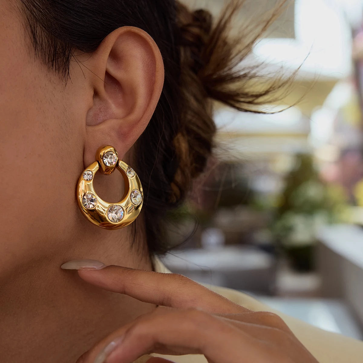 Brincos Luxuosos Zircão 18K Banhado a Ouro