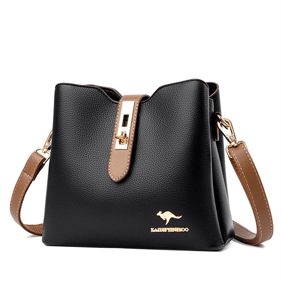 Bolsa Crossbody de Couro Sintético de Alta Capacidade