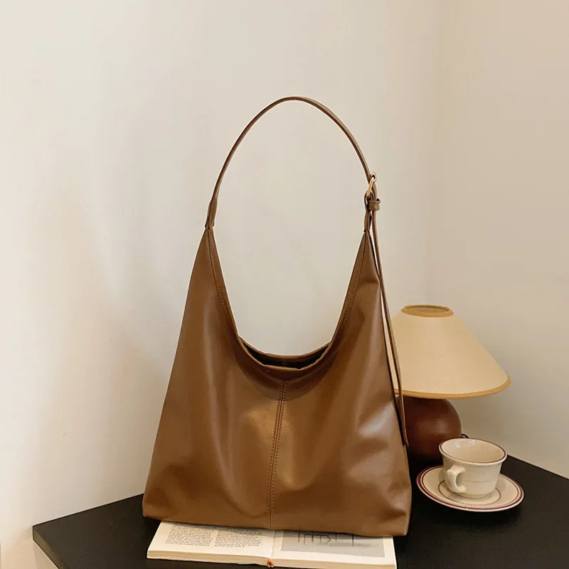 Nova sacola de mão conhecimento de embarque bolsa de ombro feminina retro simples grande bolsa tote