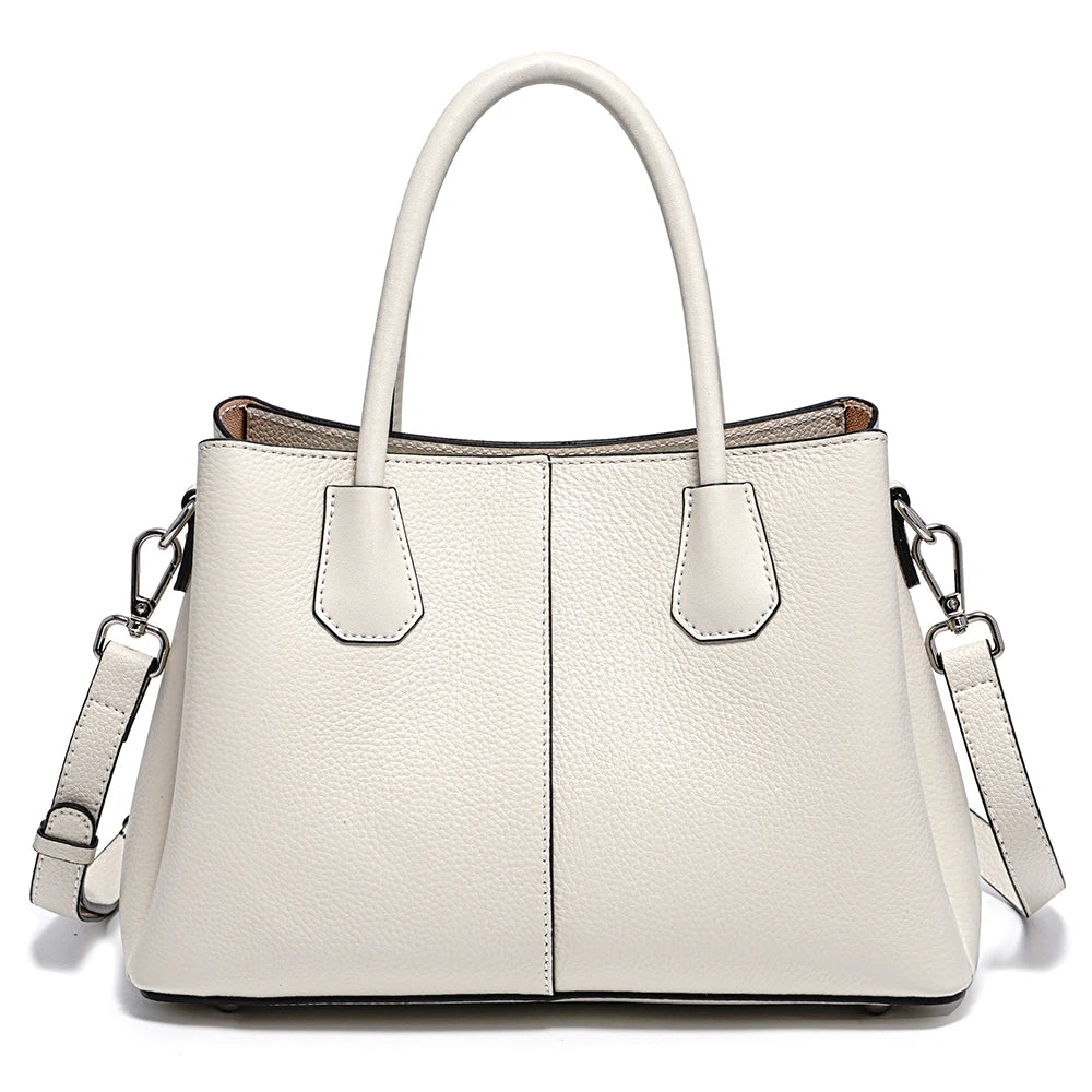 Bolsa de Couro Genuíno Zency Luxo Branco