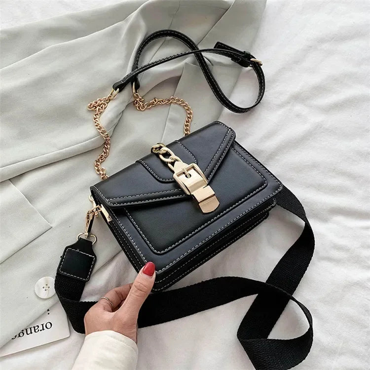 Moda corrente senhora estilingue saco com painéis cor couro do plutônio crossbody saco para as mulheres 2025 nova alça larga ombro saco do mensageiro senhoras
