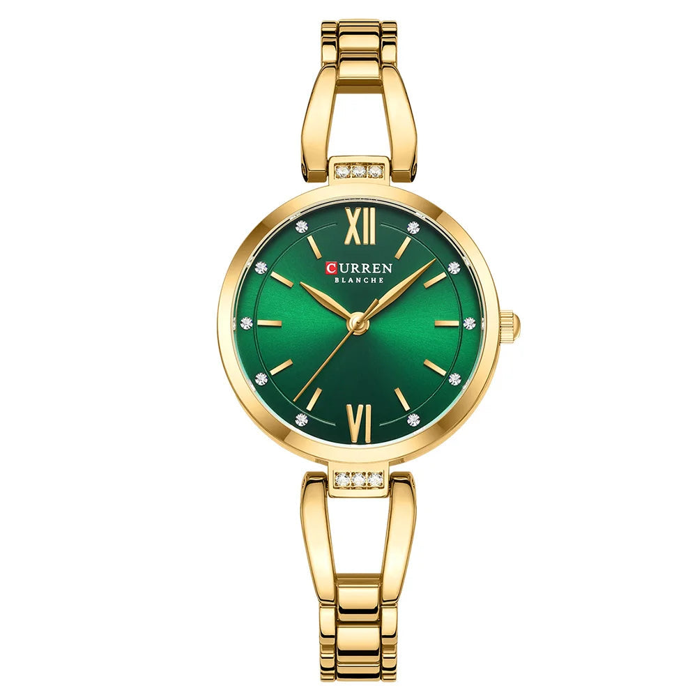 Relógio Feminino Curren Luxo com Strass e Aço Inoxidável