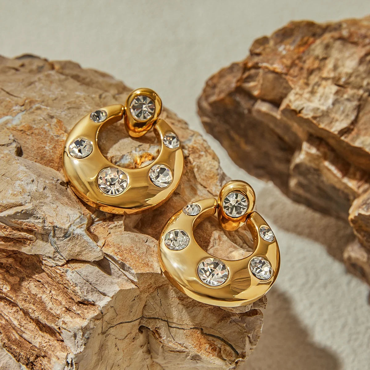 Brincos Luxuosos Zircão 18K Banhado a Ouro