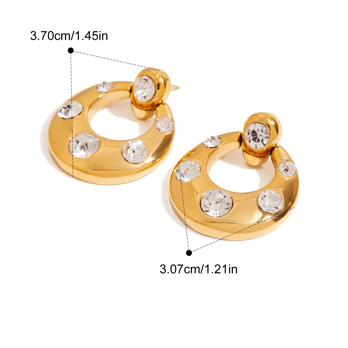Brincos Luxuosos Zircão 18K Banhado a Ouro