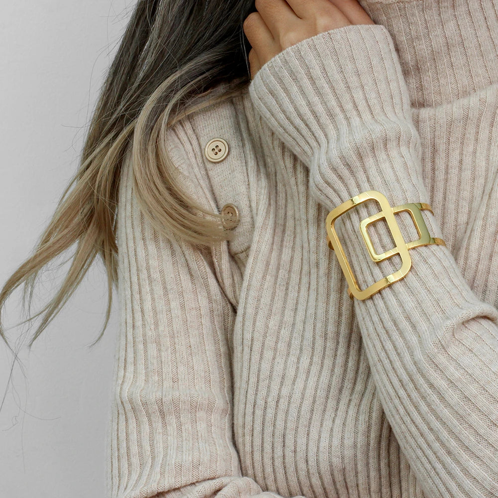 Pulseira Geométrica Banhada a Ouro