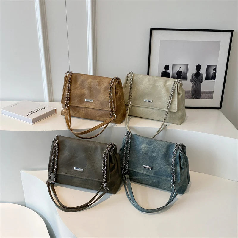 Leftside retro chian couro sacos de ombro para as mulheres simples sacola 2023 inverno crossbody saco senhora viagem bolsas vintage