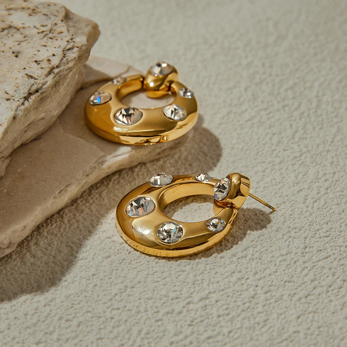 Brincos Luxuosos Zircão 18K Banhado a Ouro