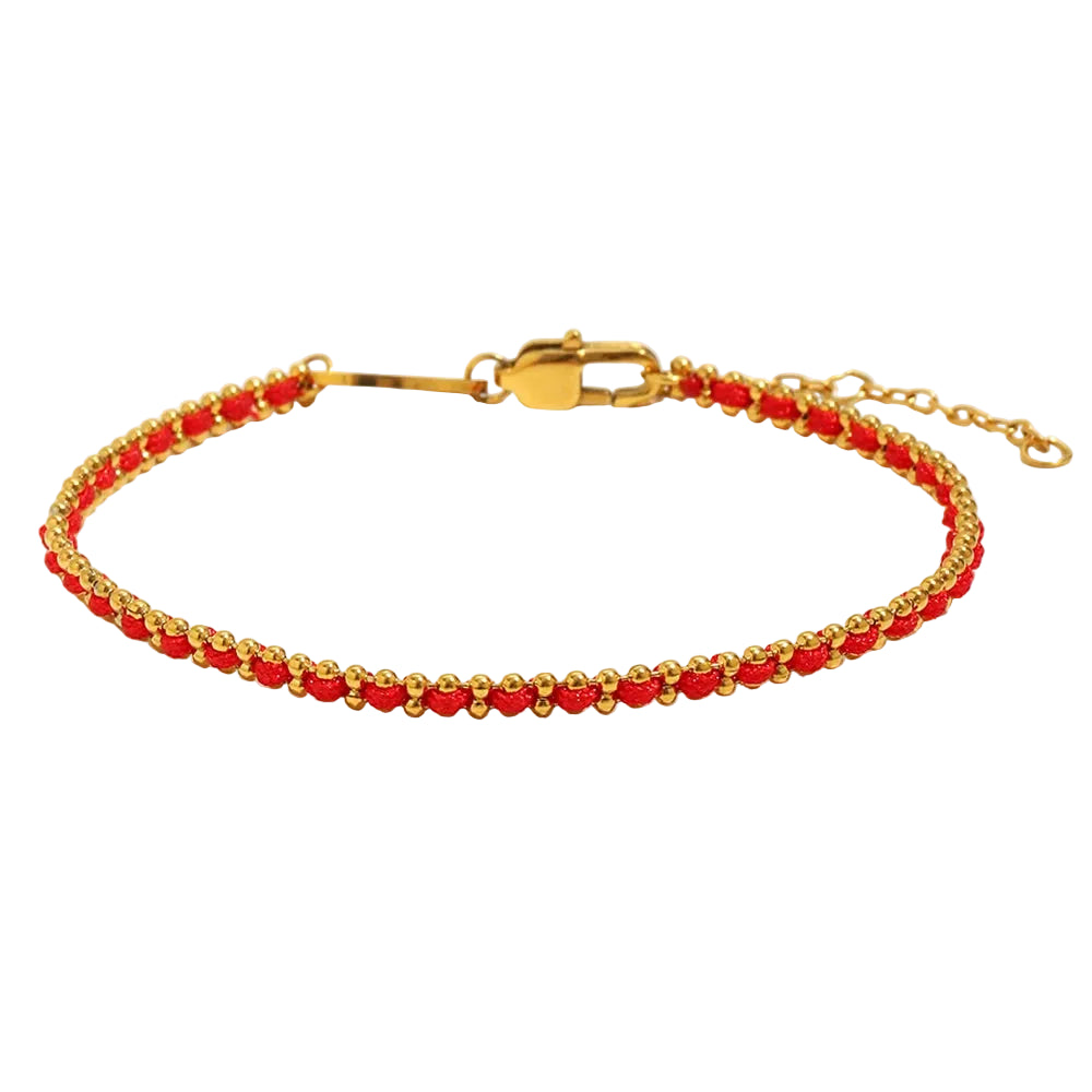 Ebbelle Lucky Red Color Corda Redonda Beads Pulseira 18K Banhado A Ouro Aço Inoxidável Mulheres Homens Moda Jóias Presentes