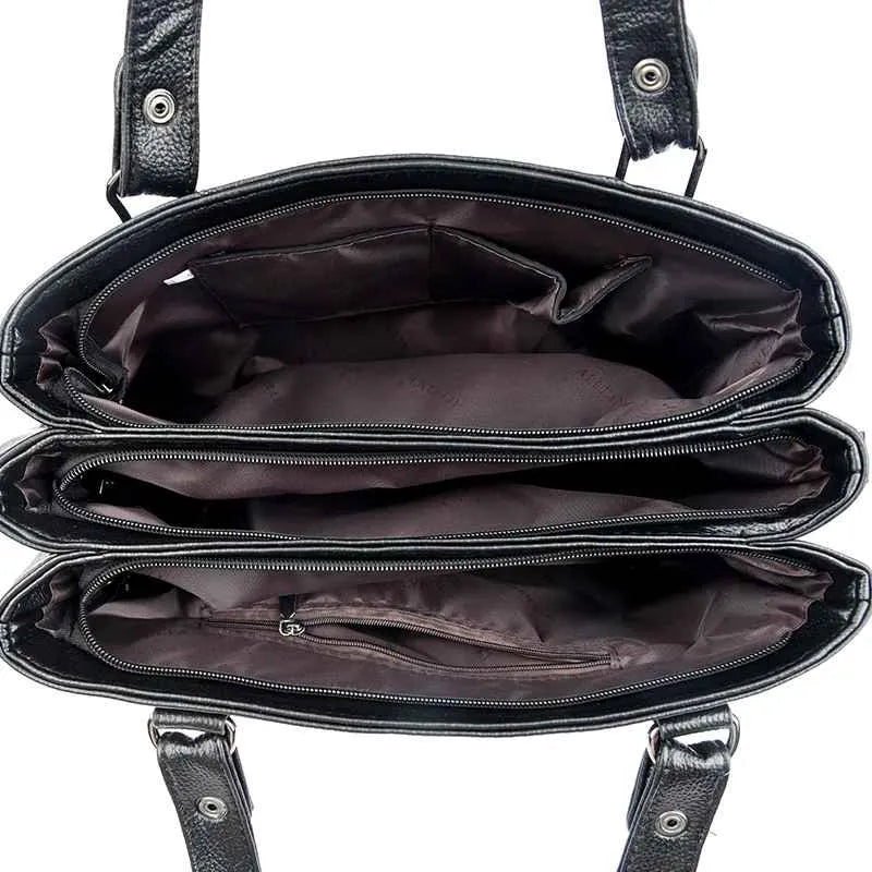 Bolsa de Ombro de Couro Macio Luxuosa
