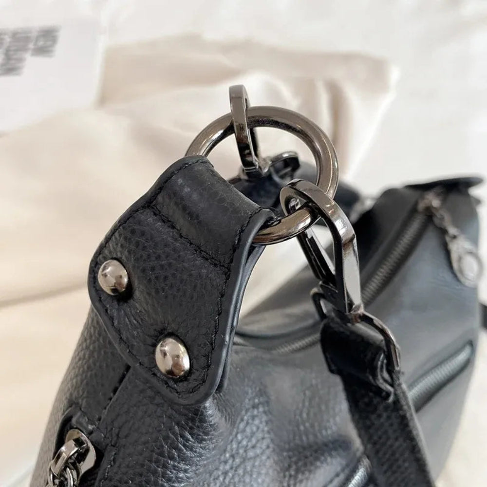 Bolsa de Luxo em Couro Genuíno com Borla para Mulheres