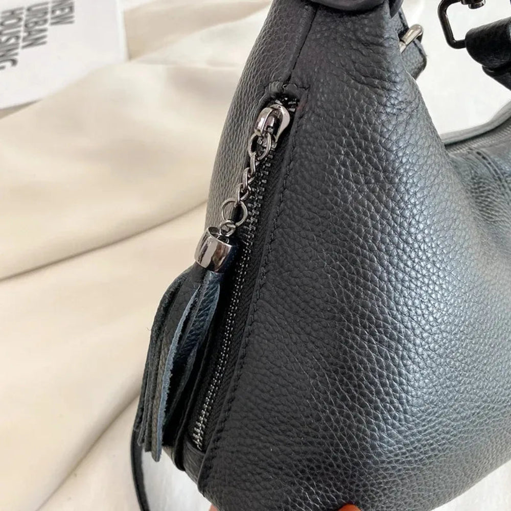 Bolsa de Luxo em Couro Genuíno com Borla para Mulheres