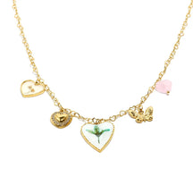 Colar Pingente de Coração e Borboleta em Aço Inoxidável