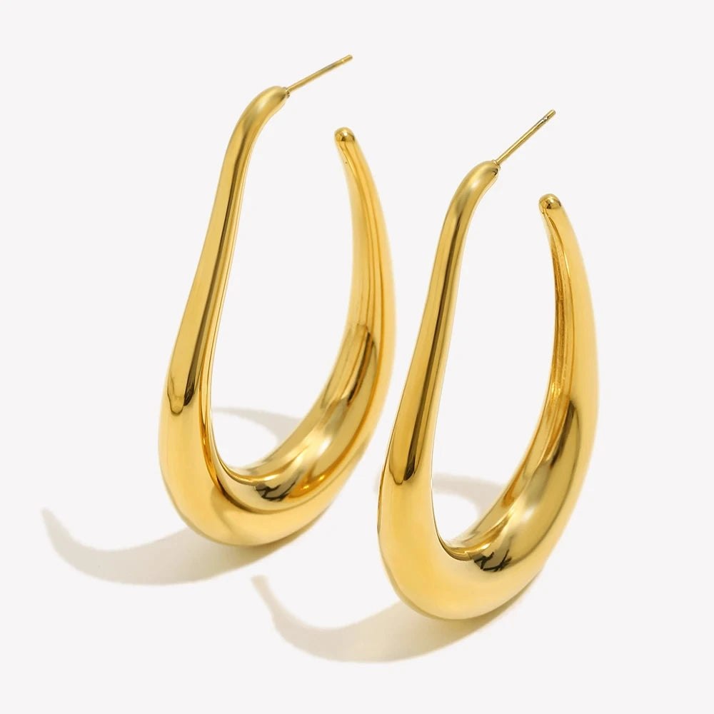 Brincos U Abstrato em Aço Inoxidável