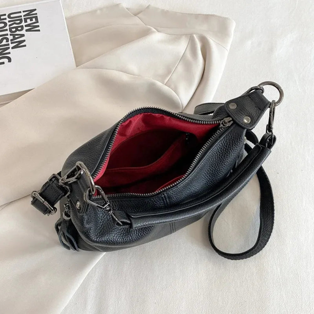 Bolsa de Luxo em Couro Genuíno com Borla para Mulheres