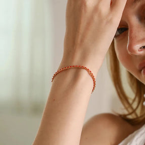 Pulseira Luxuosa de Contas Vermelhas Banhada a Ouro 18K