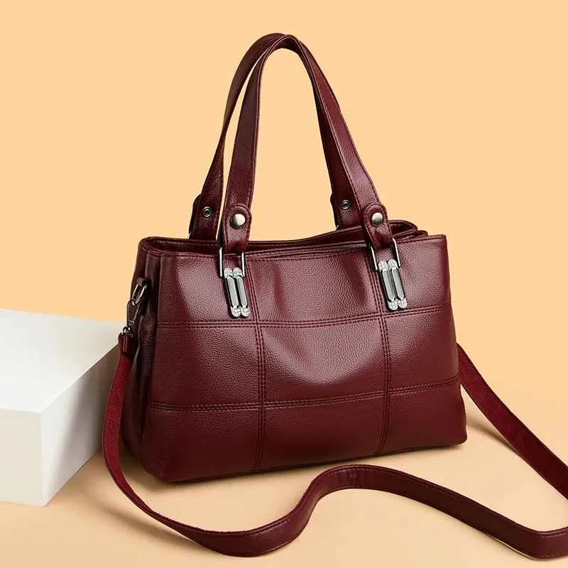 Bolsa de Ombro de Couro Macio Luxuosa