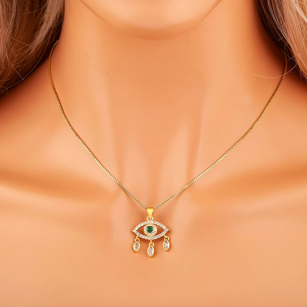 Colar Luxo Olho Grego com Strass