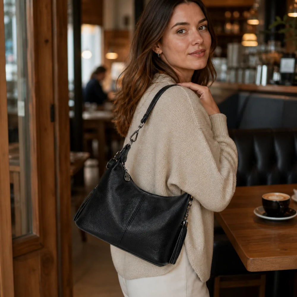 Bolsa de Luxo em Couro Legítimo com Borla para Mulheres