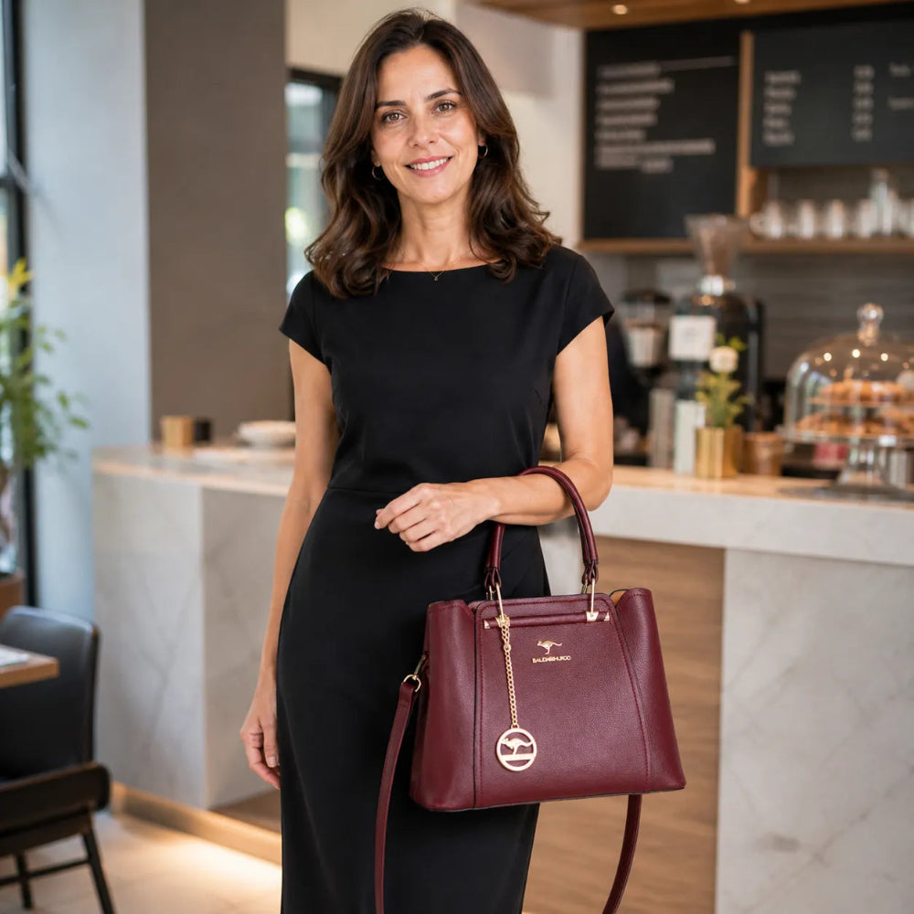 Bolsa de Couro Legítimo Luxuosa com Grande Capacidade e Design Elegante
