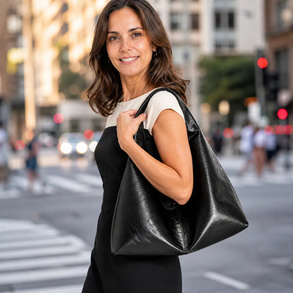Bolsa Hobo de Couro Plutônio Elegante + Brinde Exclusivo