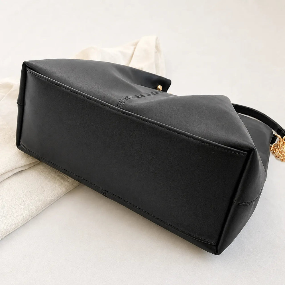 Bolsa de Ombro Elegante com Cadeado em Couro PU