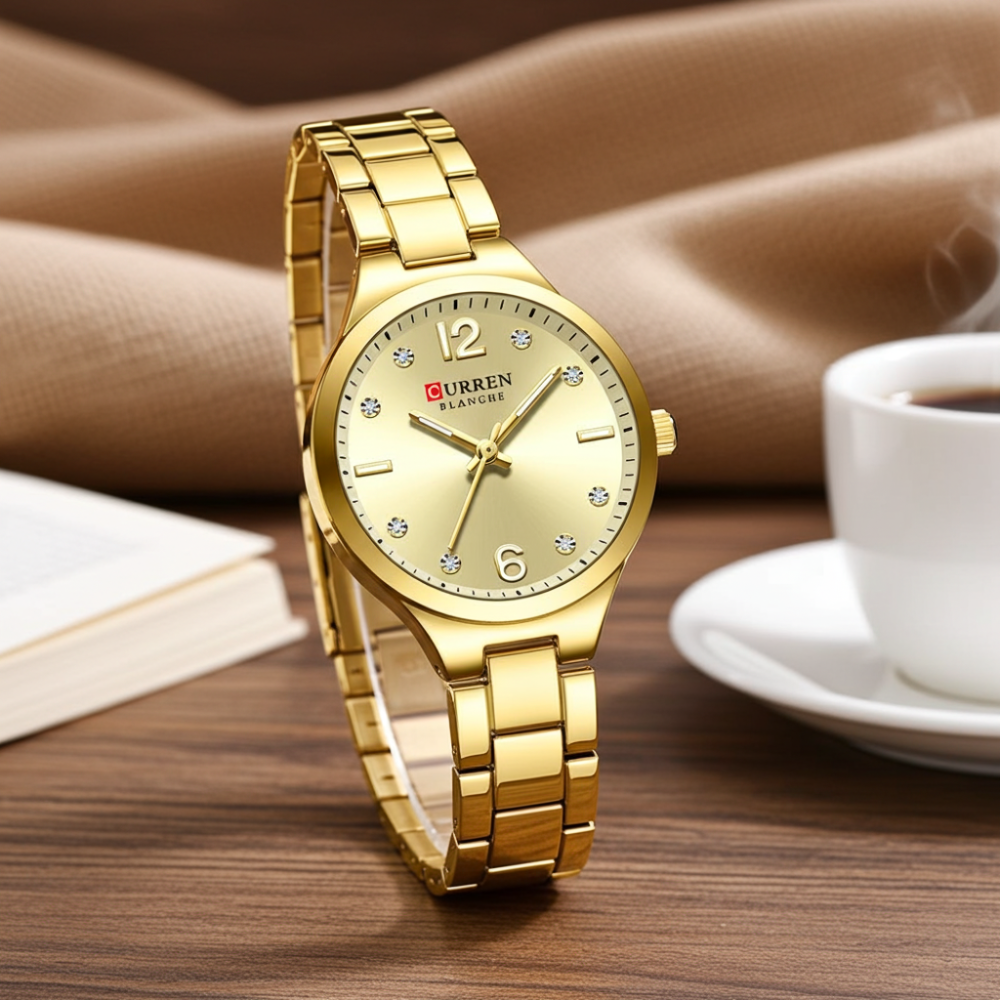 Relógio Luxuoso Curren Feminino em Aço Inoxidável