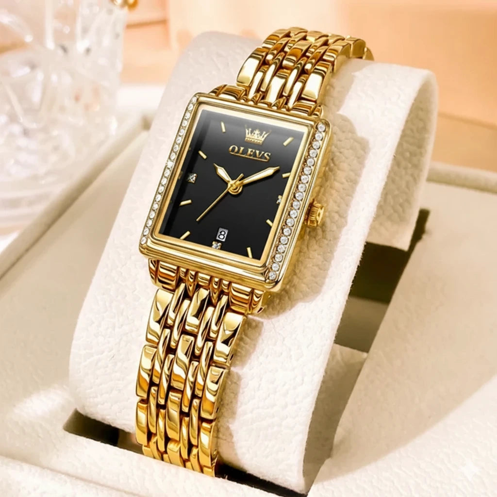 OLEVS Relógio de Luxo Feminino à Prova D'Água em Ouro