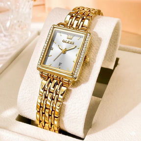 OLEVS Relógio de Luxo Feminino à Prova D'Água em Ouro