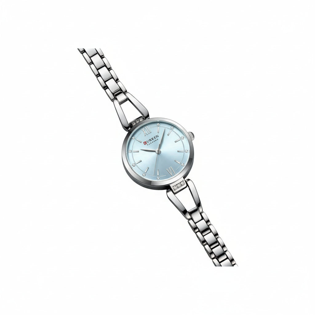 Relógio Feminino Curren Luxo com Strass e Aço Inoxidável