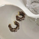 Brincos Geométricos de Couro e Metal - Estilo Europeu