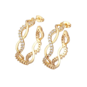 Brincos de Aro Grande com Zircão e Cobre Dourado