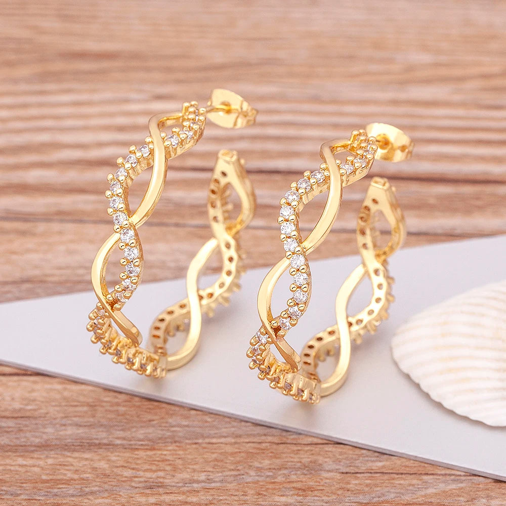 Brincos de Aro Grande com Zircão e Cobre Dourado