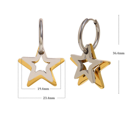 Ebbelle moda oco estrela oval círculo dois tons brincos 18k banhado a ouro feminino declaração orelha jóias acessórios
