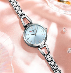 Relógio Feminino Curren Luxo com Strass e Aço Inoxidável
