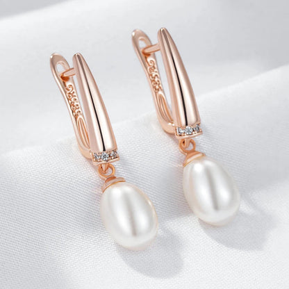 Brincos Geométricos de Pérola Luxo Rosé