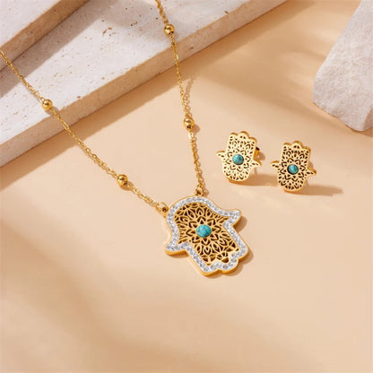 Conjunto de Joias Turquesa em Aço Inoxidável 316L
