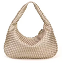 Novo couro vegano hobo saco artesanal tecido casual feminino meia lua bolsa grande capacidade retalhos zíper feminino tote sacos de ombro