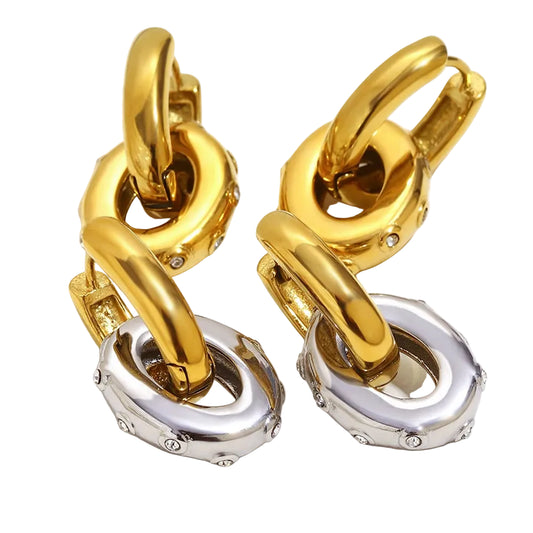Ebbelle Trendy Pequeno Oval Clear Zircon Hoop Brincos Mulheres 18K Banhado A Ouro Joias de Aço Inoxidável Joias de Orelha para Meninas