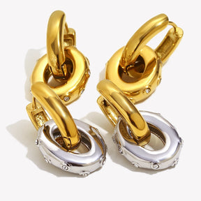 Ebbelle Trendy Pequeno Oval Clear Zircon Hoop Brincos Mulheres 18K Banhado A Ouro Joias de Aço Inoxidável Joias de Orelha para Meninas