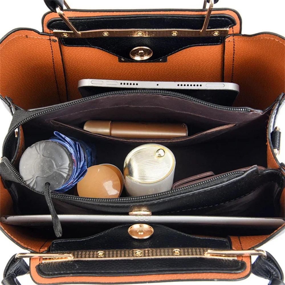 Bolsa de Couro Luxuosa com Grande Capacidade e Design Elegante