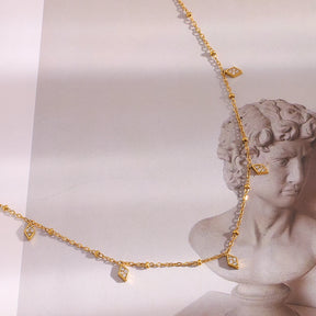 Colar Pingente Rhombus Zircão 18K Banhado a Ouro