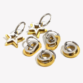 Ebbelle moda oco estrela oval círculo dois tons brincos 18k banhado a ouro feminino declaração orelha jóias acessórios