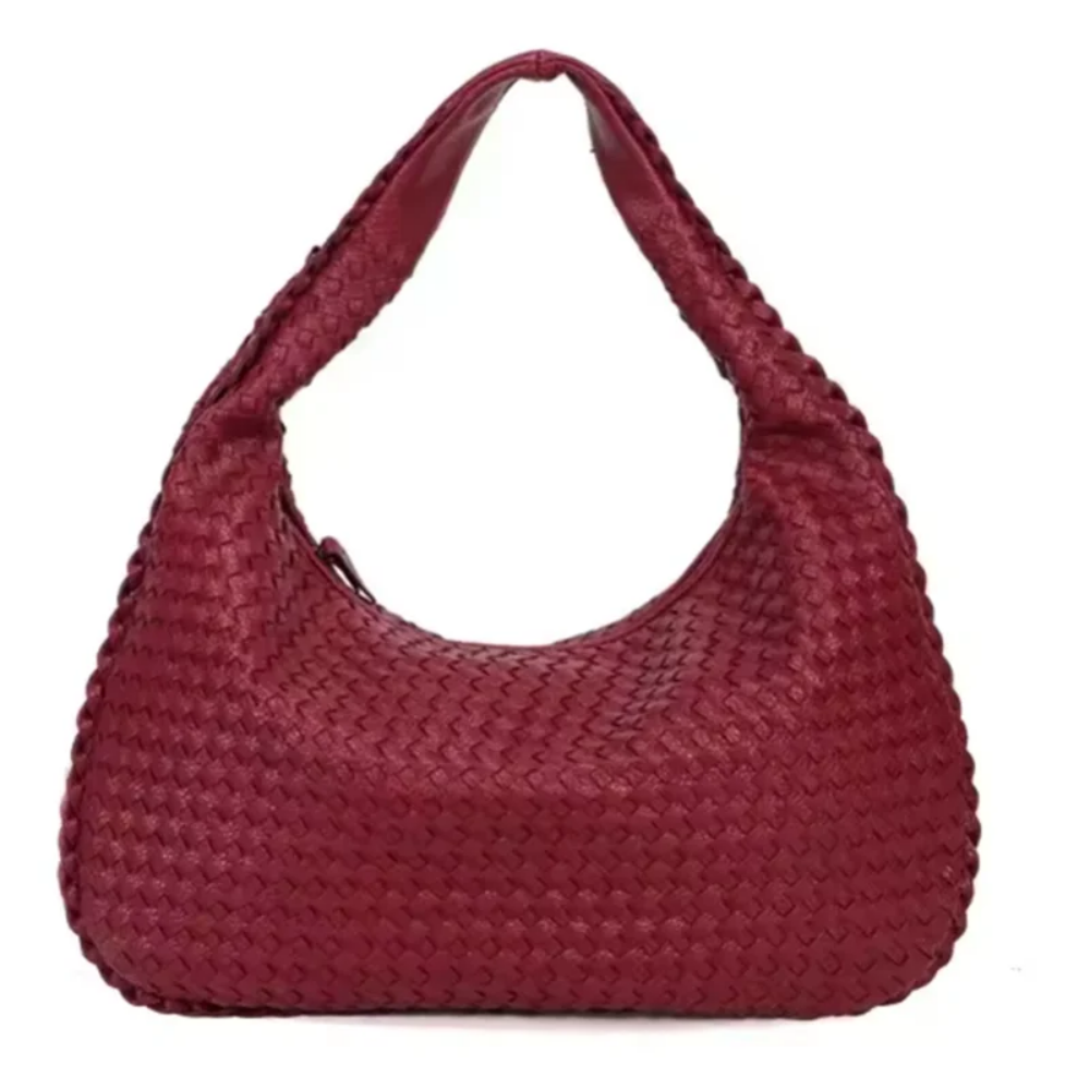 Novo couro vegano hobo saco artesanal tecido casual feminino meia lua bolsa grande capacidade retalhos zíper feminino tote sacos de ombro