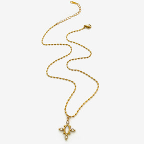 Colar Vintage Geométrico com Pedra Natural e Strass
