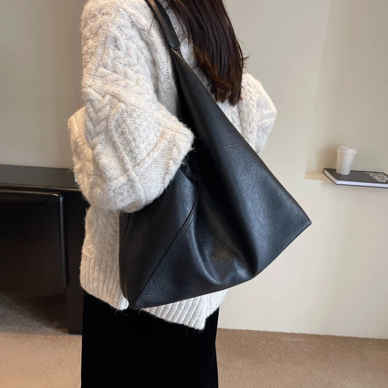 Leftside design de moda bolsa de ombro de couro para as mulheres 2023 tendência feminina simples grande axilas hobo bolsa bolsas e bolsas