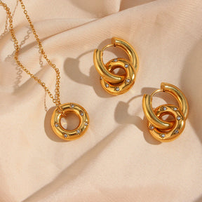 Conjunto de Joias E.B.belle Cristal Pavé Ouro