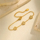 Pulseira Flor de Zircônia Banhada a Ouro 18K