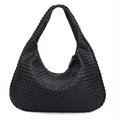 Novo couro vegano hobo saco artesanal tecido casual feminino meia lua bolsa grande capacidade retalhos zíper feminino tote sacos de ombro